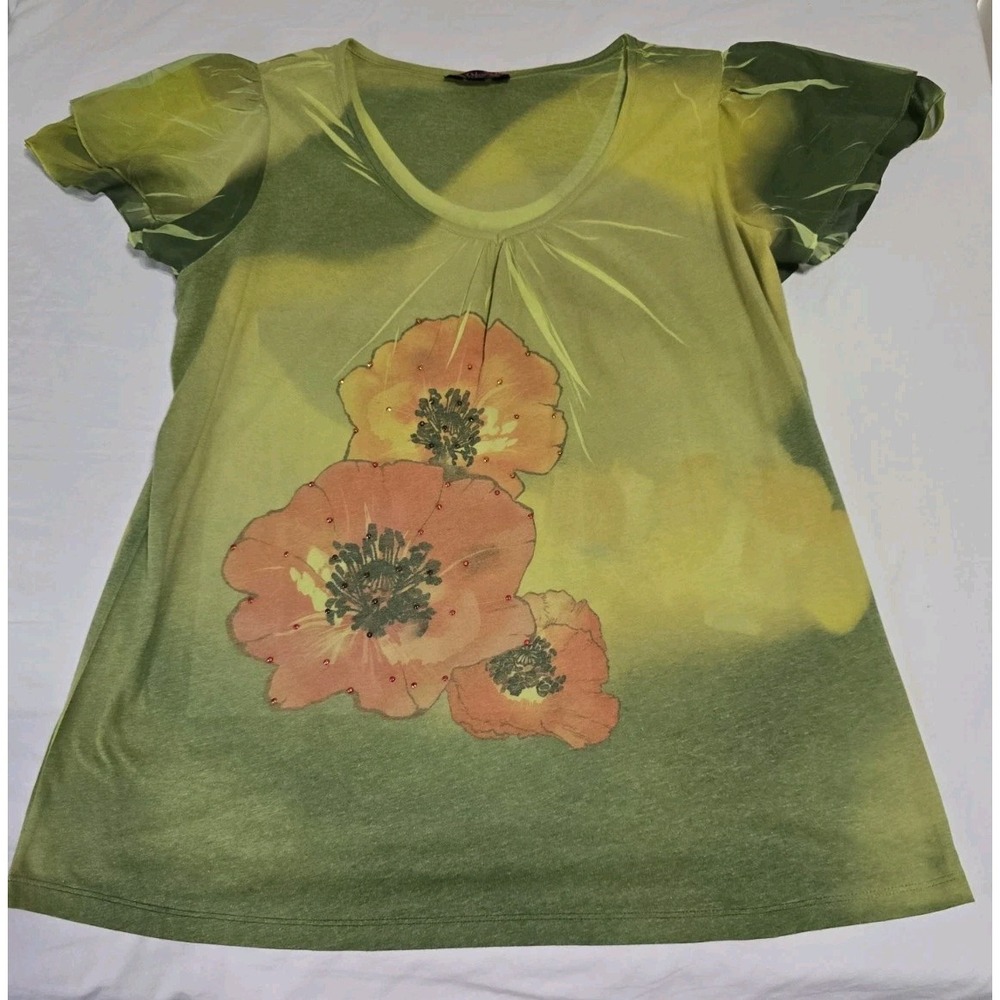Deluxe L.A. Blues Women's 18/20 Green‎ Floral Shirt